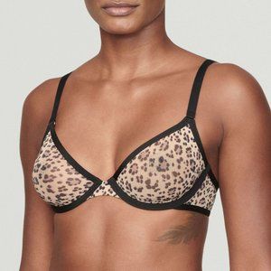 cuup plunge mesh bra in leopard